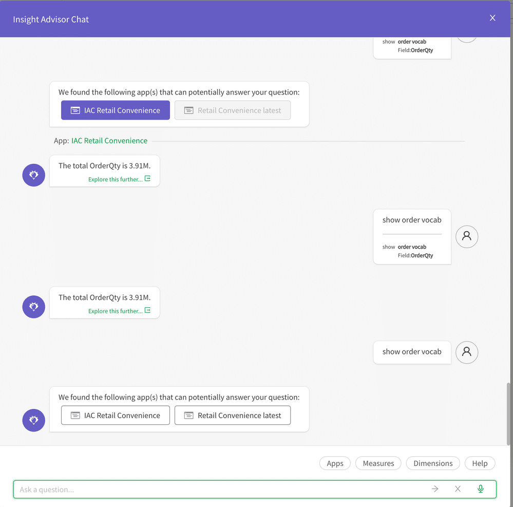 Qlik Sense Insight Advisor Chat